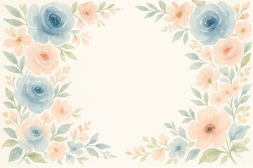 Vintage floral background with romantic pink roses, elegant frame, and decorative hearts for a wedding or Valentine's Day card design