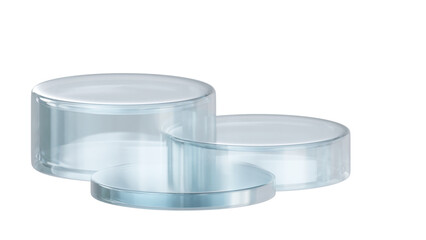 Clear Glass Cylindrical Podiums with Transparent Background - Elegant Product Display Stands for Jewelry, Cosmetics, and Small Items

