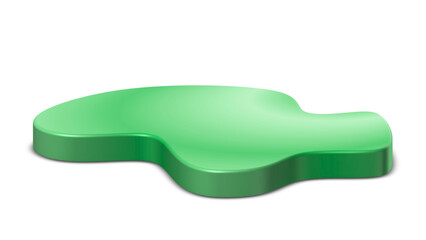 Organic, vibrant green abstract display podium with a smooth, glossy finish, perfect for playful product showcases on a transparent background.

