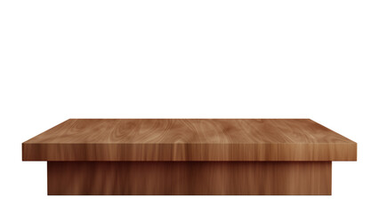 Rustic wooden rectangular display podium with natural wood grain, perfect for organic or artisanal product presentations on a transparent background.

