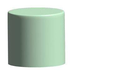 Simple light green cylindrical display podium, ideal for clean and modern product presentations on a transparent background.

