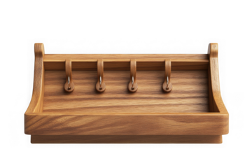 Wooden key holder rack wall mounted organizer entryway storage decorative home decor design isolated on transparent background