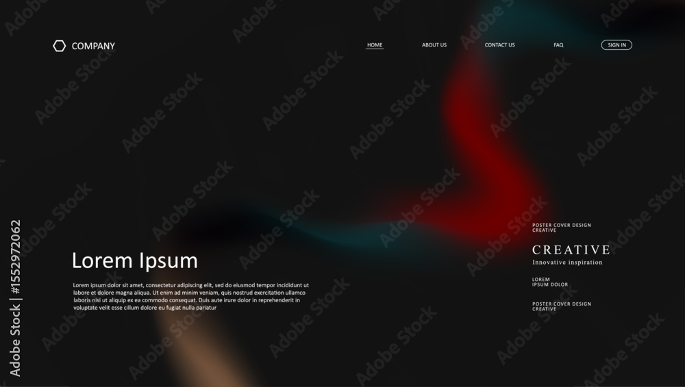 Poster abstract wave futuristic design of landing page. retro gradient mesh dark concept website design
