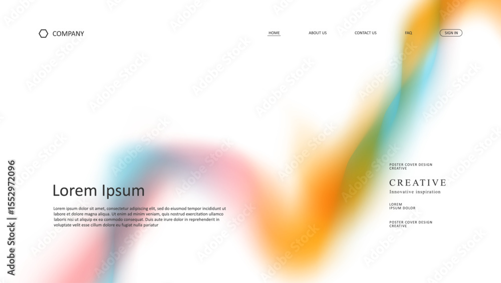 Poster abstract wave futuristic design of landing page. retro gradient mesh dark concept website design