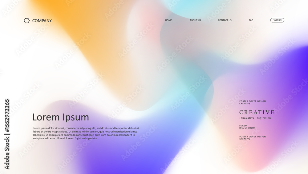 Poster abstract wave futuristic design of landing page. retro gradient mesh dark concept website design