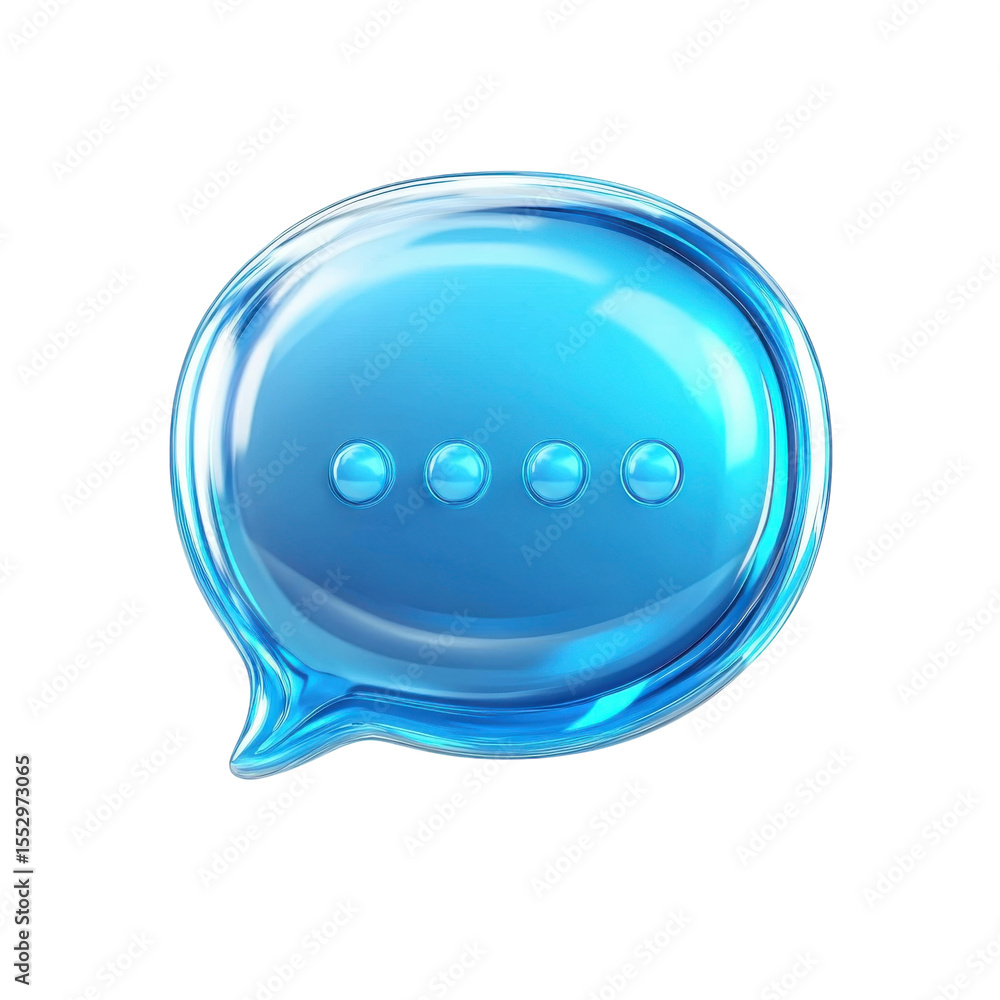 Aufkleber aqua speak bubble icon communication tech pending message interface glossy on transparent background