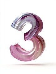 Colorful Swirled Number 3 in Glossy Paint
