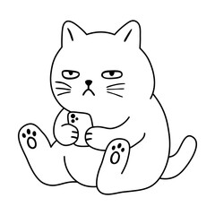 Cute cat cartoon bored playing phone vector