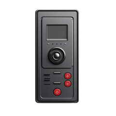 Modern Black Device Interface With Red Buttons 3D Rendered Industrial on transparent background