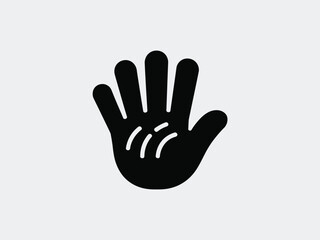 Obraz premium Black Hand Icon with Curved Lines on Gray Background