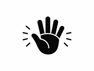 Obraz premium Black Hand Icon with Five Fingers Open and Radiating Lines