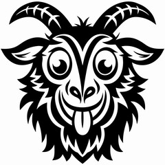 Obraz premium Whimsical Cartoon Goat Illustration Silly & Comical Goat Head