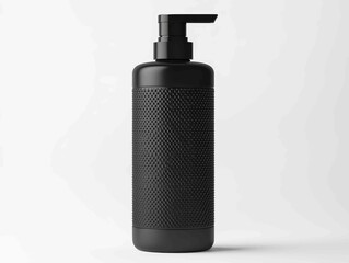 Modern black dispenser bottle with pump for lotion, soap, shampoo, and conditioner. use cases: bathroom, kitchen.