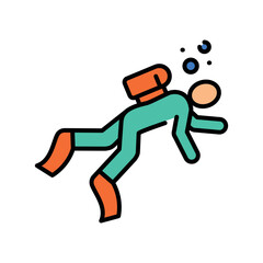 diving color line icon for digital and print projects.