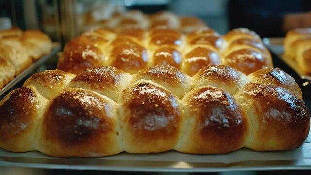 A close-up shot of a tray filled with various types of bread