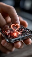 Love, touch, phone, sparks, dark, online, dating