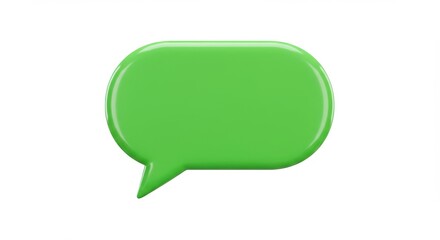 Green speech bubble isolated on white background for communication, social media, and user interface design uses.