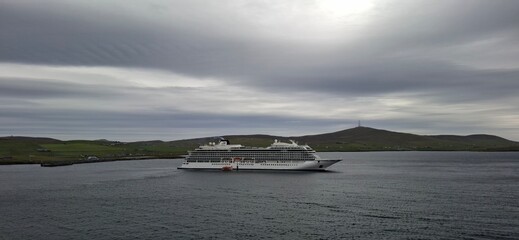 united Kingdome lerwick 19 june 2024 viking venus cruise ship is sailing in the ocean.
