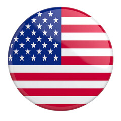 Fototapeta premium USA flag button. American flag. Transparent Background.