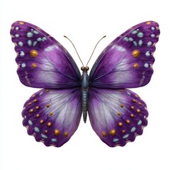 Obraz premium Magnificent purple butterfly with intricate wing patterns isolated on white background