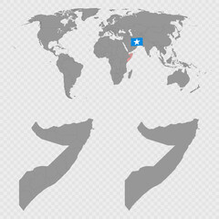 Somalia Map Set with World Location.
