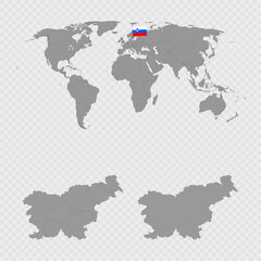 Slovenia Map Set with World Location.