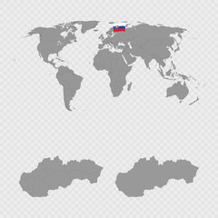 Slovakia Map Set with World Location.