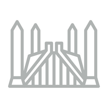 Fasial Mosque Vector Line Grey Icon Design