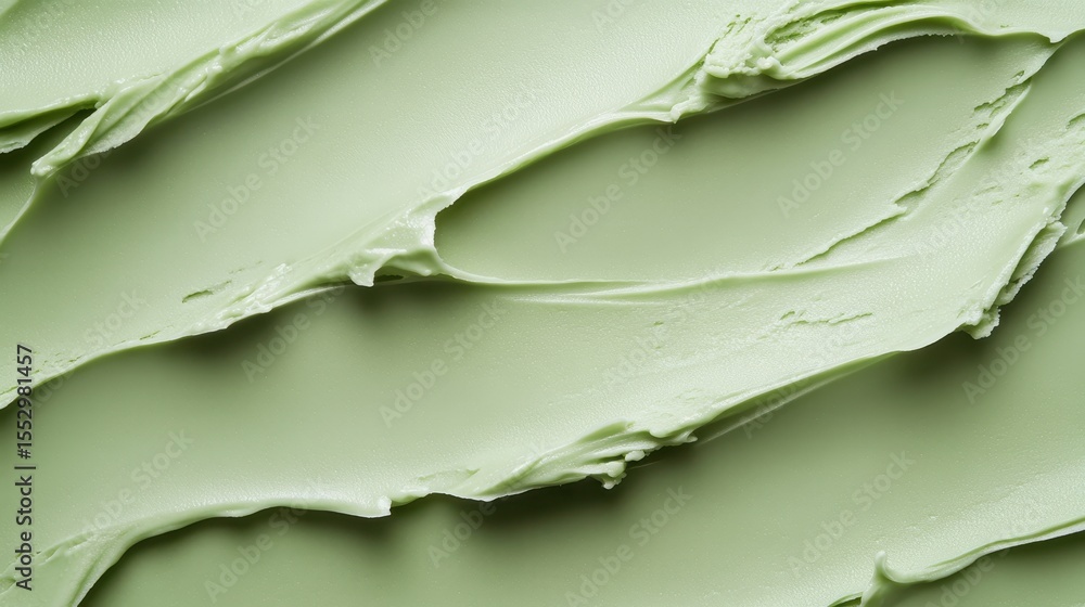 Poster an abstract representation of creamy green texture spread artfully across the surface, evoking feeli