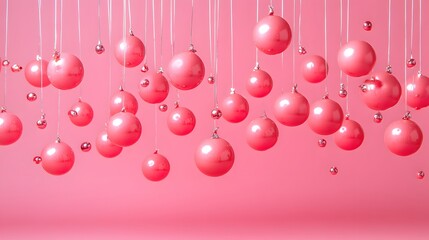 Pink Christmas Ornaments Hanging Background