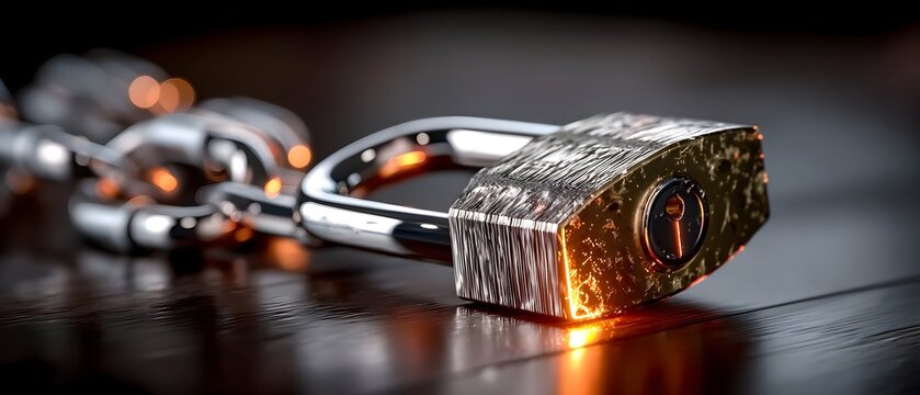 Padlock chain security dark surface
