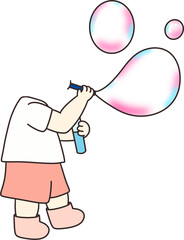 Children playing with soap bubbles