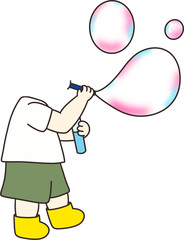 Children playing with soap bubbles