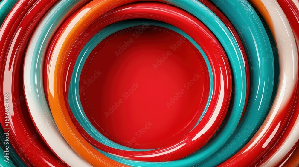Poster this vibrant image features colorful abstract rings and stripes, creating a visually stimulating des