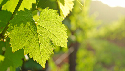 the image shows a close up of a vibrant, green leaf, with a serrated edge. the leaf is translucent, illuminated by sunlight, allowing intricate vein patterns to be visible
