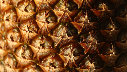 the image features a close up view of the surface of a tropical fruit, showcasing its textured and geometric skin