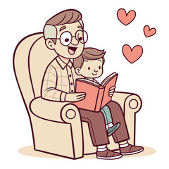 A Loving Grandfather Shares a Story with His Cherished Grandson by the Fireplace