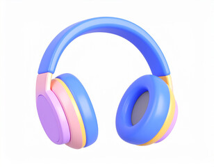 3d headphones isolated on white background. Cartoon plastic style icon.earphones, three-dimensional, isolated, object, clipping path, listen, listening, minimal, music, render, sound, transparent, 