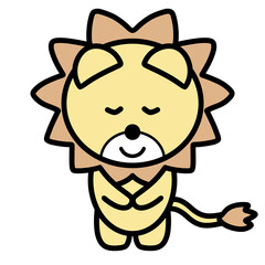 お辞儀をするライオンのキャラクター／謝罪・挨拶・接客・ビジネスシーンに使える素材