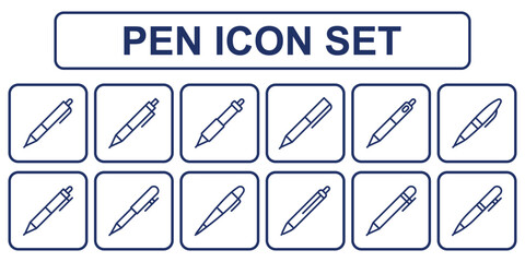 Pen icon. Writing pen icon. Isolated vector illustration. Editable strokes