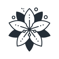 Elegant Lily Flower Line Art Vector. Black and White Floral Outline Drawing for Coloring Pages, Tattoos, and Wall Art