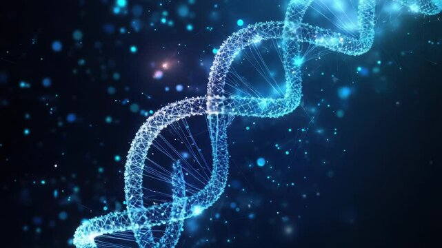 Microscopic view of a double-strand DNA molecule with nucleotides and base pairs