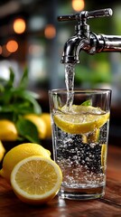 Refreshing lemonade in a glass