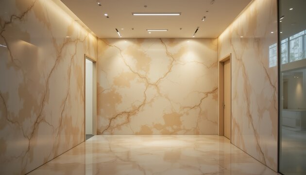 Elegant polished marble floor, reflecting light and showcasing natural stone texture
