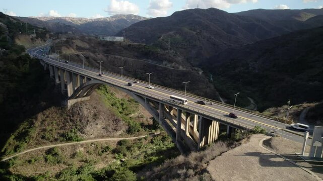 Viaduct 2 on caracas-la guaira highway with mountain backdrop, aerial view