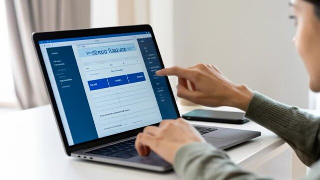 Person using a laptop to fill out an online form