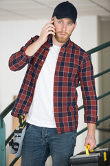 male worker is on the phone