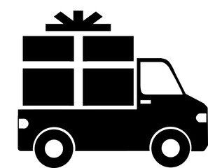 truck with gift box icon