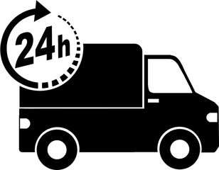 truck with 24 hours delivery icon