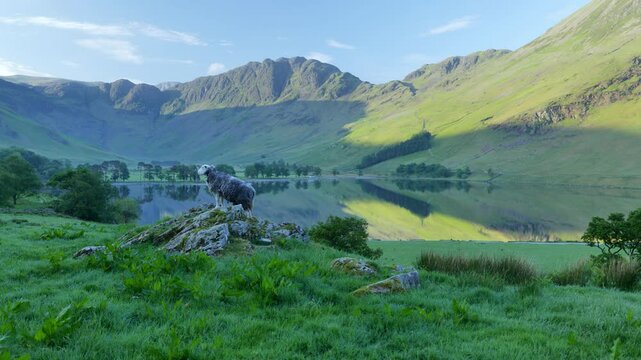 Herdwick sheep at Buttermere, Lake District, Cumbria, UK.